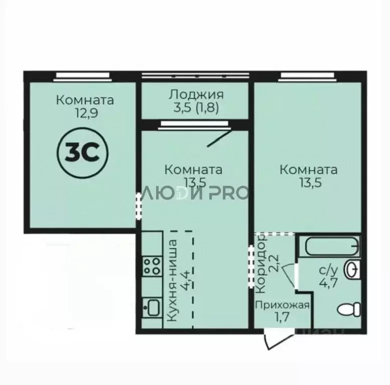 3-к кв. Алтайский край, Барнаул ул. Кутузова, 14А (54.3 м) - Фото 2