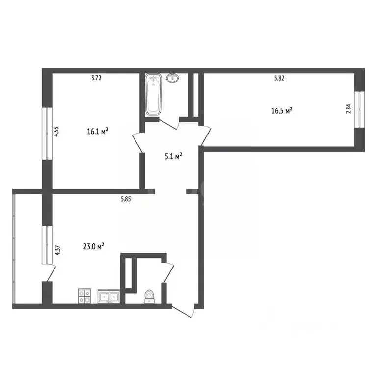 2-к кв. Челябинская область, Челябинск ул. Скульптора Головницкого, 26 ... - Фото 2