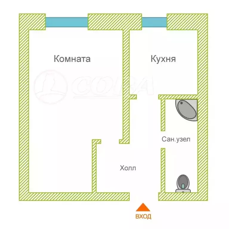 1-к кв. Курганская область, Курган Половинская ул., 10Б (23.7 м) - Фото 0