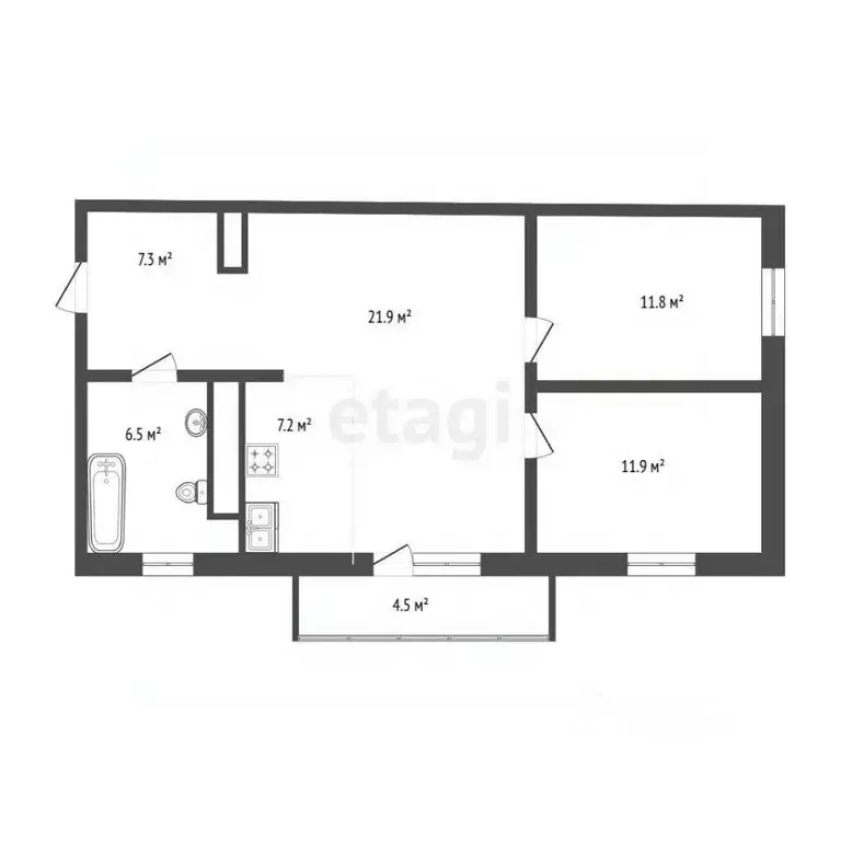 2-к кв. Тюменская область, Тюмень ул. Павла Шарова, 8 (66.6 м) - Фото 0