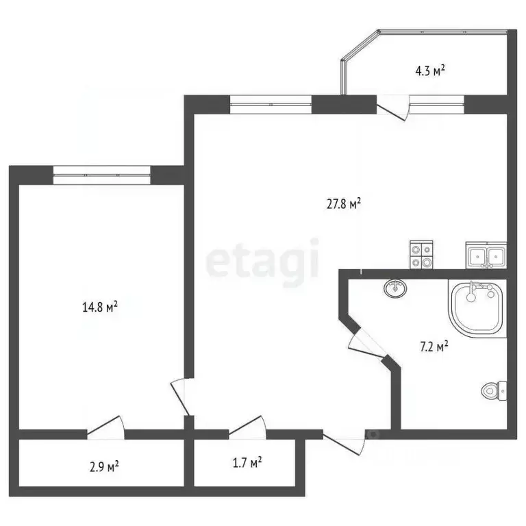 2-к кв. Ханты-Мансийский АО, Сургут ул. Ивана Захарова, 2/1 (55.4 м) - Фото 2