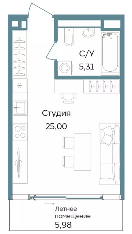 квартира-студия, 36.29 м - Фото 0