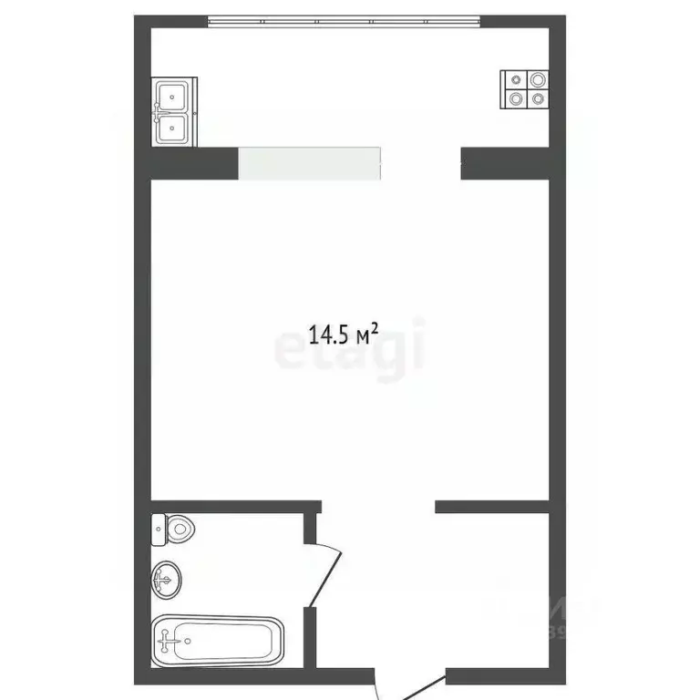 Студия Тюменская область, Тюмень ул. Бабарынка, 20а (14.4 м) - Фото 1