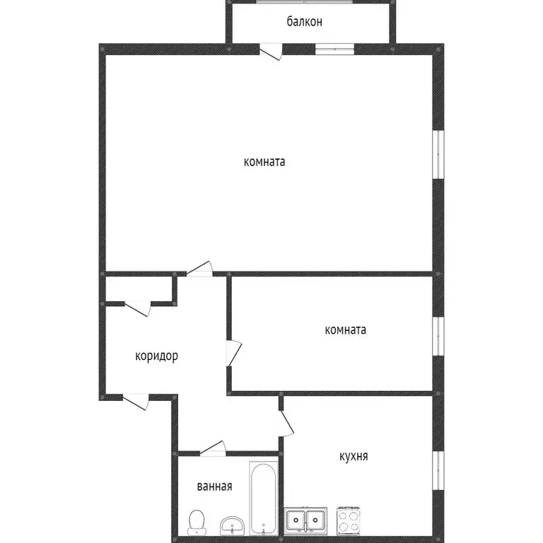 2-комнатная квартира: Нижний Тагил, улица Жуковского, 9 (43.8 м) - Фото 1