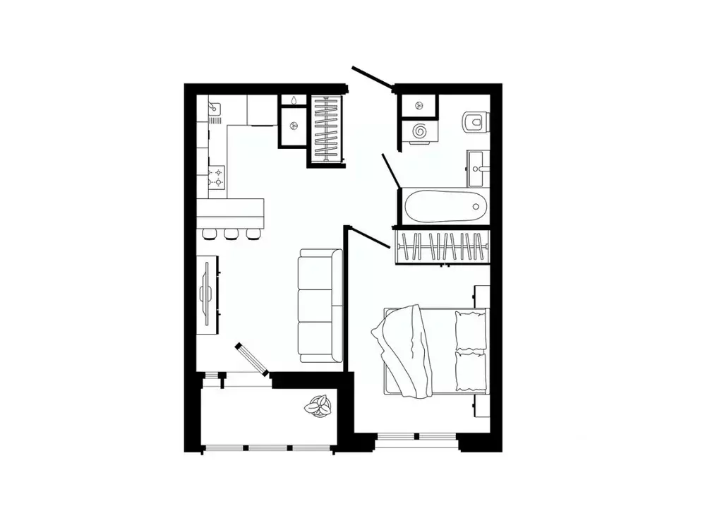 1-к кв. Тульская область, Тула ул. Седова, 26к3 (37.7 м) - Фото 1