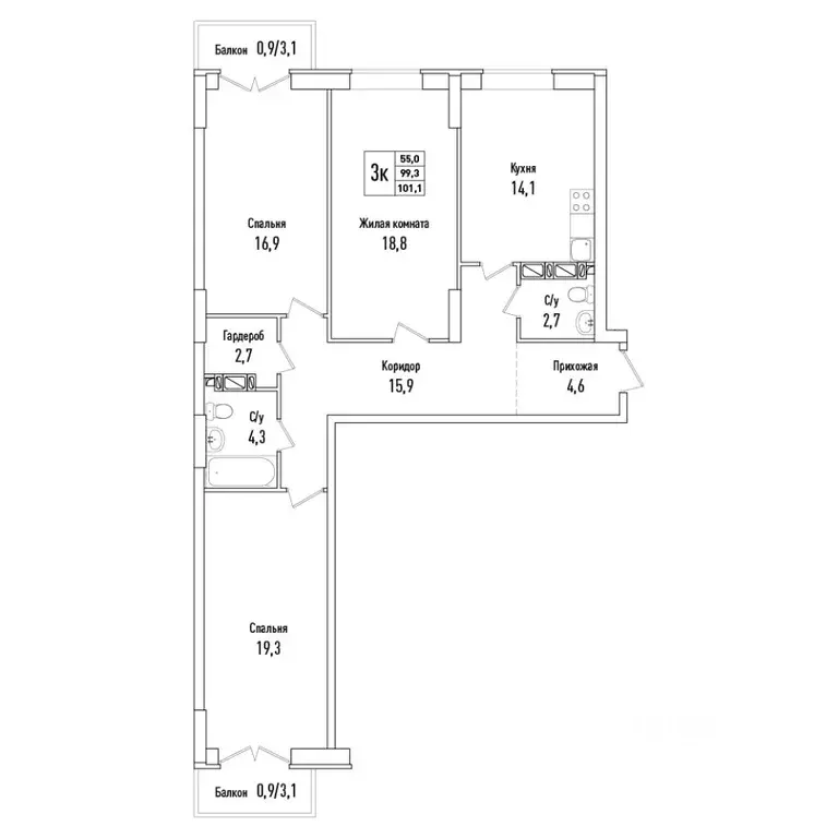 3-к кв. Самарская область, Самара ул. Фрунзе, 13 (101.1 м) - Фото 1