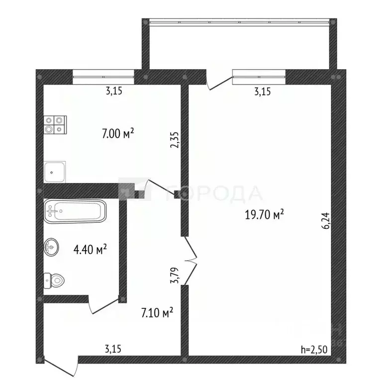 1-к кв. Кемеровская область, Прокопьевск Союзная ул., 77 (38.2 м) - Фото 2