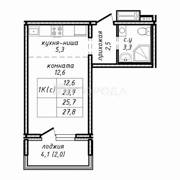 Квартира-студия: Новосибирск, улица Связистов, 162/1 (32 м) - Фото 0