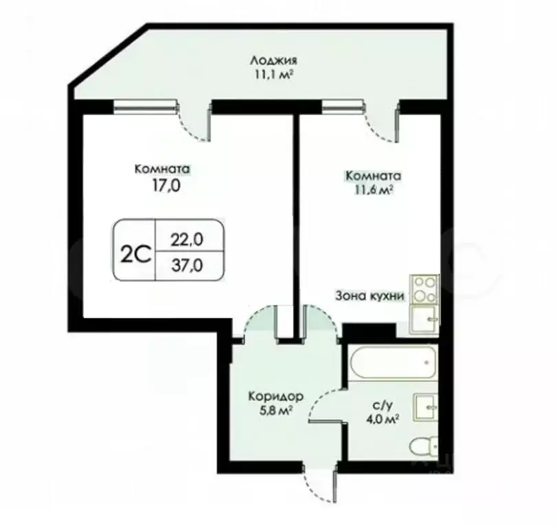 1-к кв. Новосибирская область, Новосибирск Волховская ул., 37 (49.0 м) - Фото 1
