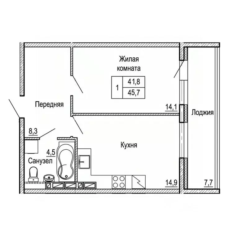 1-к кв. Приморский край, Владивосток ул. Ладыгина (45.7 м) - Фото 0