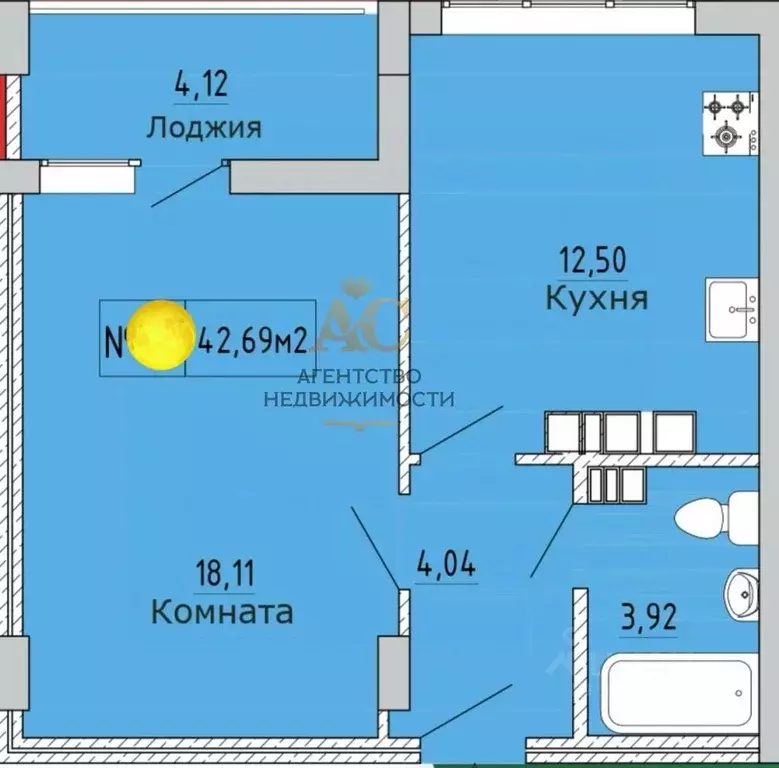 1-к кв. Крым, Феодосия ул. Грина, 43 (42.7 м) - Фото 1