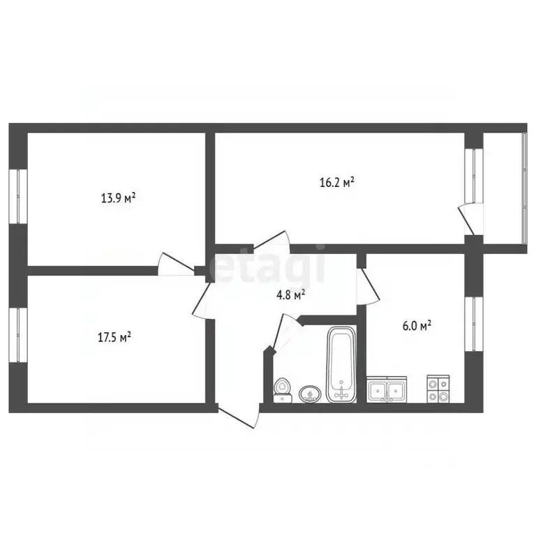 3-к кв. Башкортостан, Стерлитамак ул. Худайбердина, 62 (61.5 м) - Фото 2