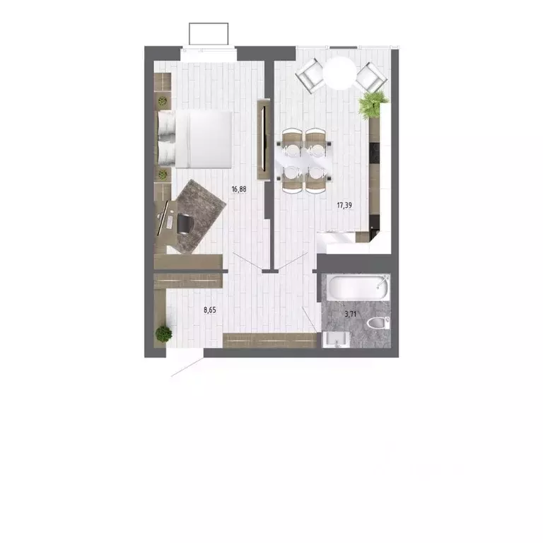 1-к кв. Воронежская область, с. Новая Усмань ул. Ленина, 312А (44.8 м) - Фото 1