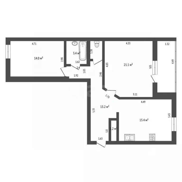 3-к кв. Алтайский край, Барнаул Северный Власихинский проезд, 66 (70.0 ... - Фото 2