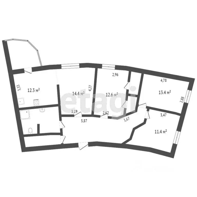 3-к кв. Коми, Сыктывкар ул. Кутузова, 36 (89.5 м) - Фото 2