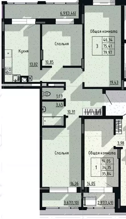 3-к кв. Саха (Якутия), Якутск пос. Геологов,  (79.97 м) - Фото 1
