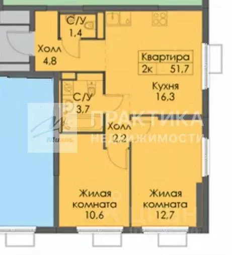 2-к кв. Москва Амурская ул., 2к1 (51.7 м) - Фото 2