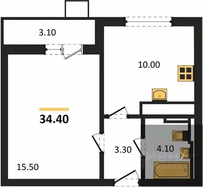1-к кв. Воронежская область, Воронеж ул. Загоровского, 5/4 (34.4 м) - Фото 0