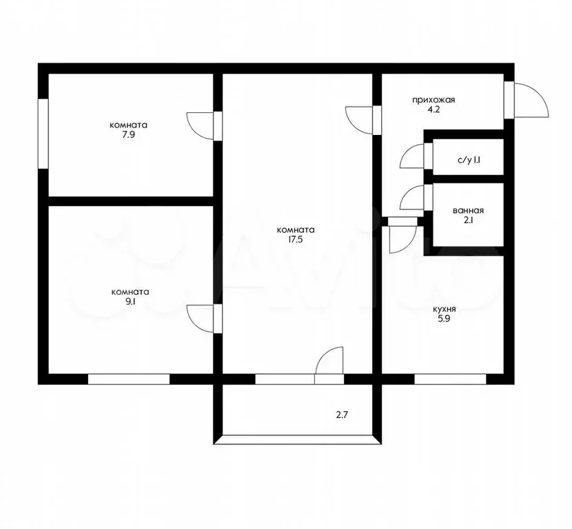 3-к. квартира, 54 м, 3/5 эт. - Фото 0