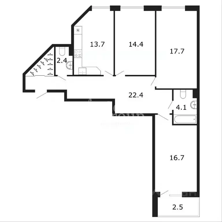3-к кв. Санкт-Петербург Ленинский просп., 72к1 (92.0 м) - Фото 2
