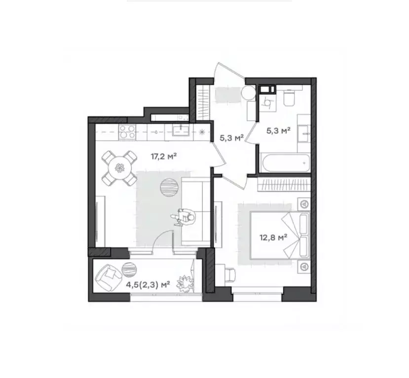 1-к кв. Ярославская область, Ярославль Тутаевское ш., 93Б (42.9 м) - Фото 1