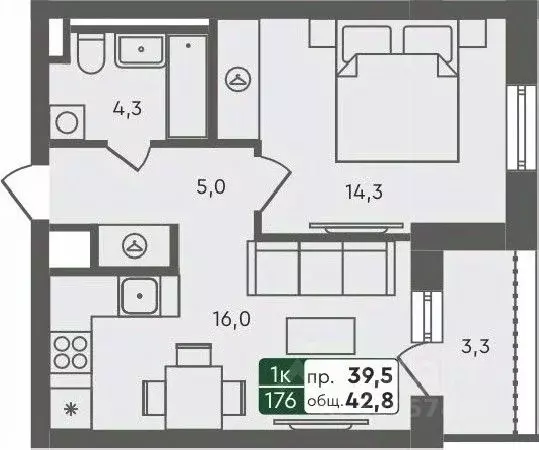 1-к кв. Курганская область, Курган Заозерный жилрайон, 6А мкр, 25/4 ... - Фото 0
