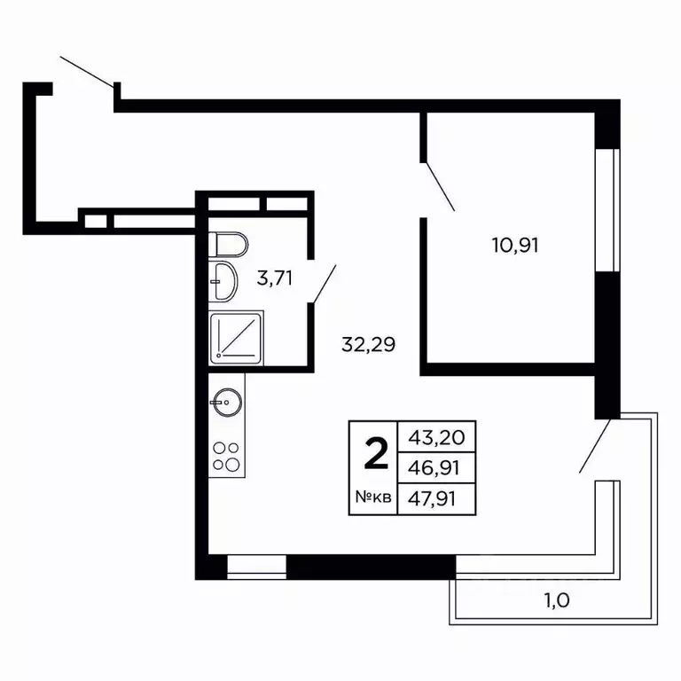 Студия Смоленская область, Смоленск проезд Маршала Конева, 32 (49.09 ... - Фото 1