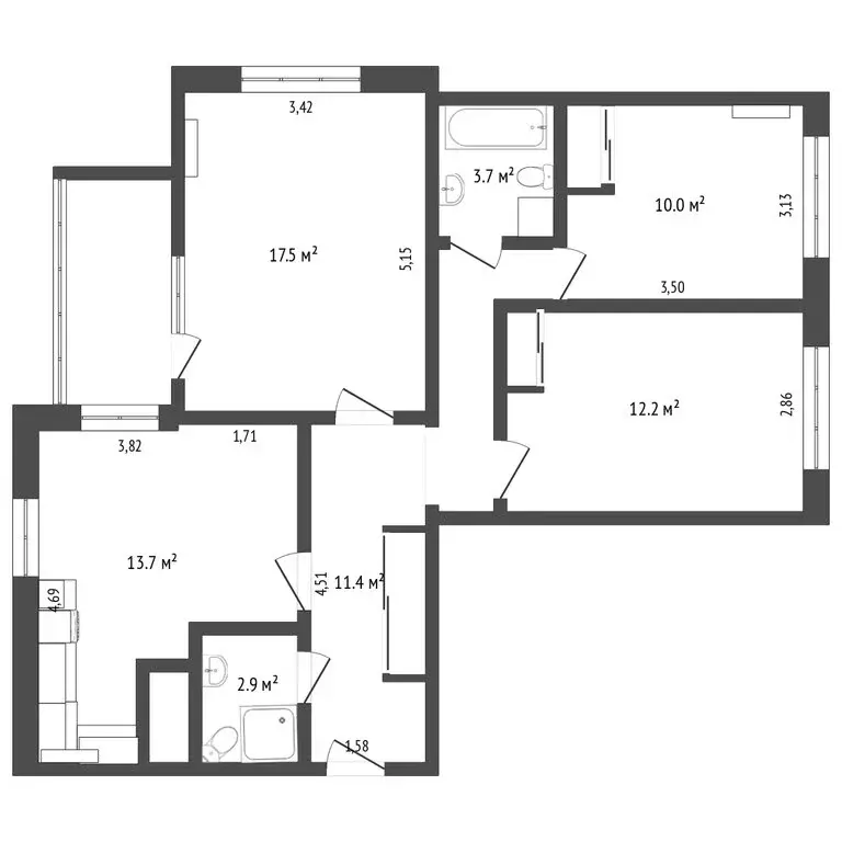 3-комнатная квартира: Ставрополь, Партизанская улица, 2Б (91.8 м) - Фото 0