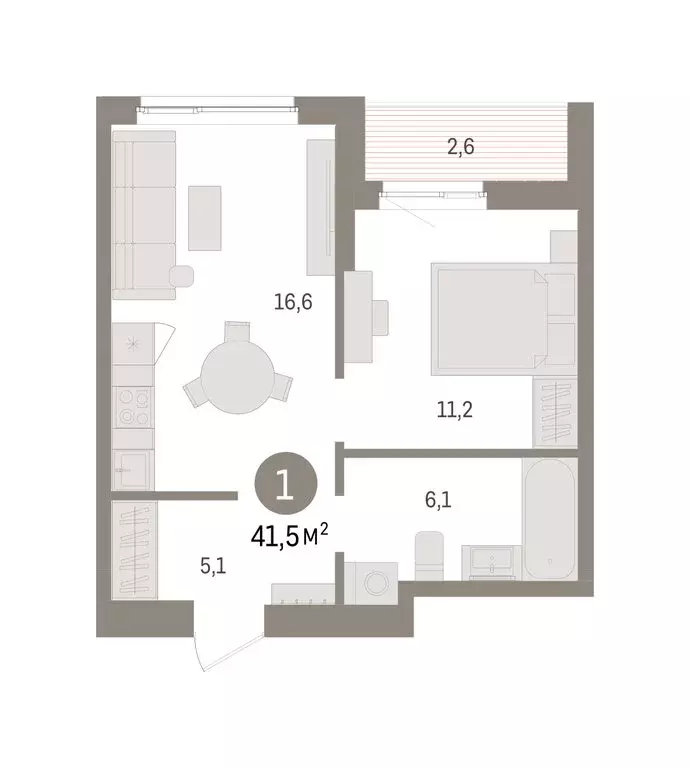 1-комнатная квартира: Пермь, микрорайон Крохалева (41.5 м) - Фото 1