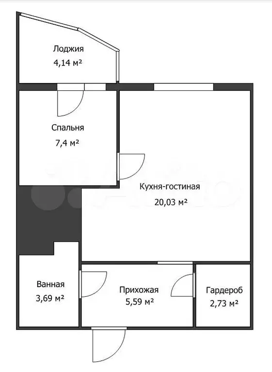 2-к. квартира, 42 м, 4/23 эт. - Фото 0