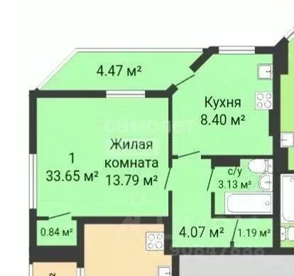 1-к кв. Воронежская область, Воронеж Ростовская ул., 73 (33.0 м) - Фото 1