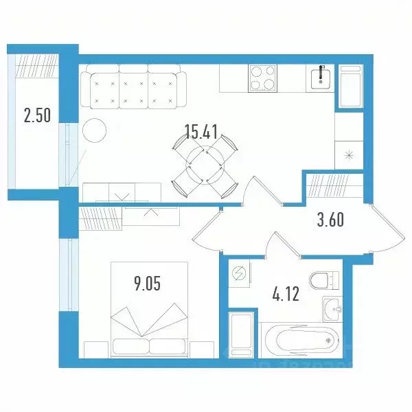 1-к кв. Санкт-Петербург ул. Маршала Казакова, 64к1 (32.93 м) - Фото 0