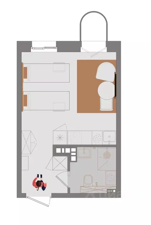 1-к кв. Иркутская область, Иркутск ул. Ширямова, 26 (24.26 м) - Фото 2
