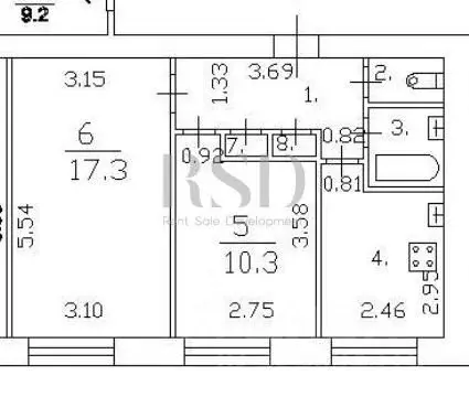 2-к кв. Санкт-Петербург ул. Красного Курсанта, 28 (45.4 м) - Фото 2