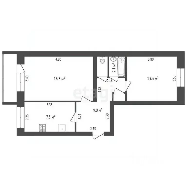 2-к кв. Смоленская область, Дорогобуж ул. Мира, 6 (48.4 м) - Фото 1