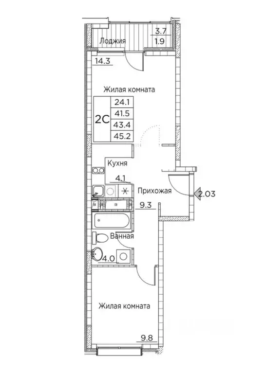 2-к кв. Приморский край, Владивосток ул. Расула Гамзатова, 7к2 (45.2 ... - Фото 0