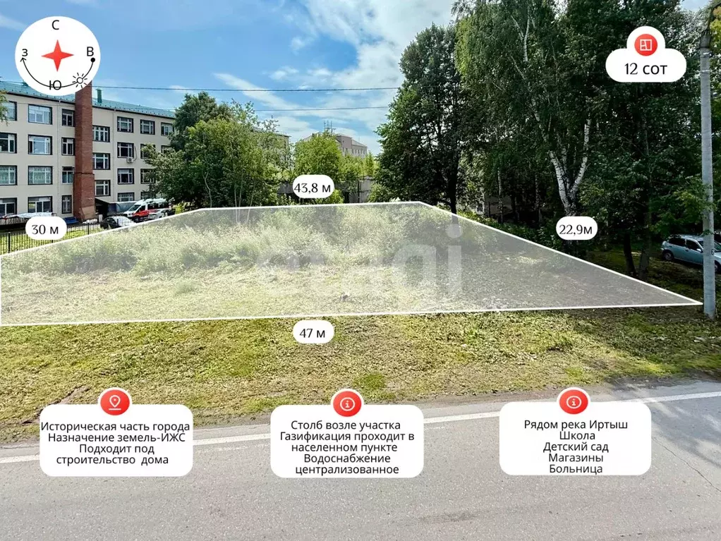 Участок в Тюменская область, Тобольск Красноармейская ул., 2 (12.0 ... - Фото 1