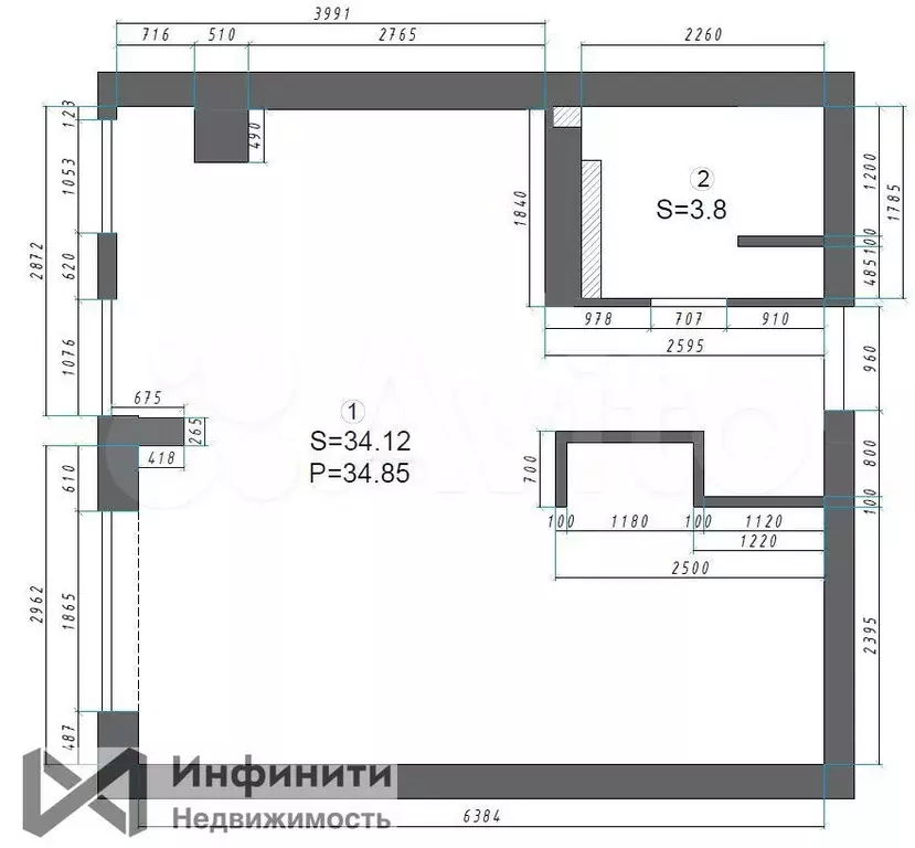 Квартира-студия, 37,8 м, 8/8 эт. - Фото 0