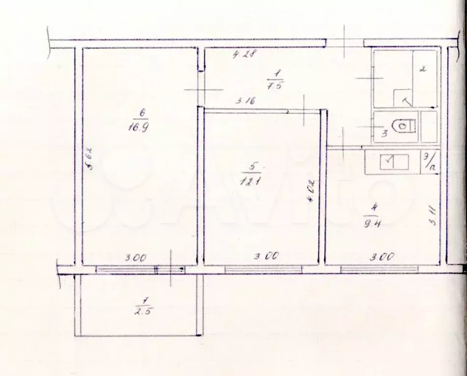 2-к. квартира, 49,6 м, 2/9 эт. - Фото 0