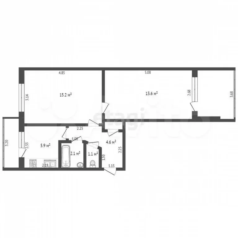 2-к. квартира, 43,1 м, 5/5 эт. - Фото 0