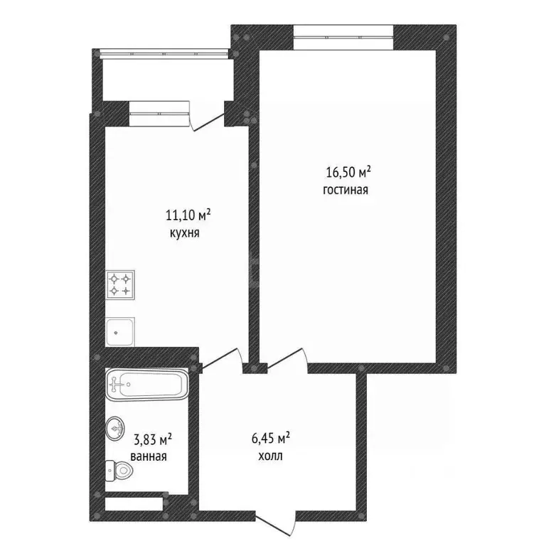 1-к кв. Башкортостан, Уфа ул. Октябрьской Революции, 31А (38.7 м) - Фото 2