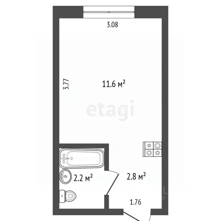 Студия Кемеровская область, Кемерово просп. Ленина, 142А (17.0 м) - Фото 1