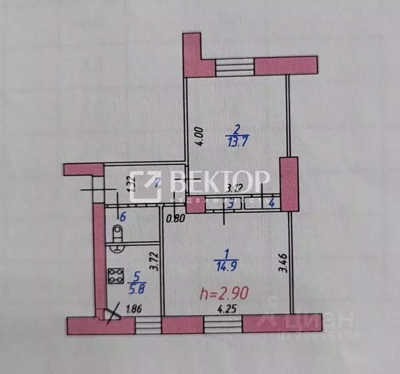 2-к кв. Ивановская область, Иваново Коммунальный пер., 15 (41.0 м) - Фото 1