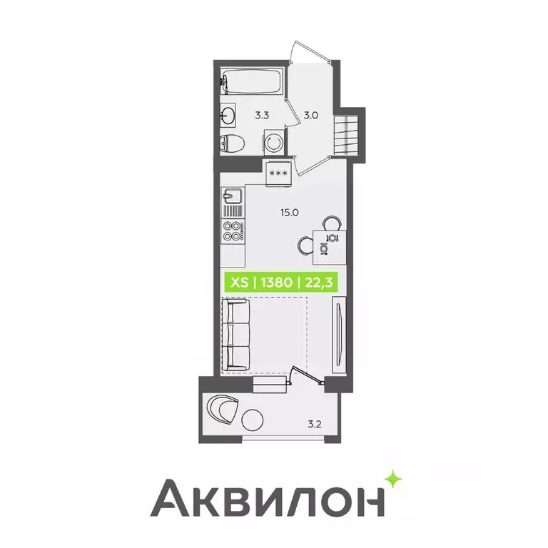 Студия Санкт-Петербург Планерная ул., 87к1 (22.3 м) - Фото 0