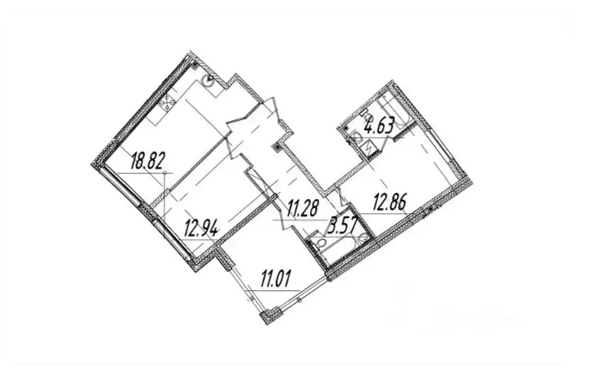 3-к кв. Санкт-Петербург наб. Миклухо-Маклая, 1к1 (75.0 м) - Фото 1