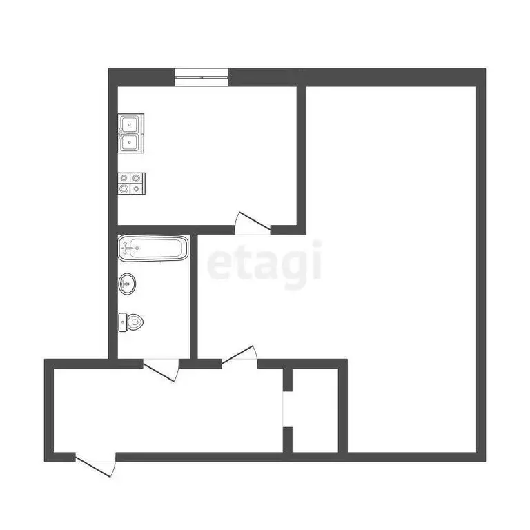 1-комнатная квартира: Тюмень, Харьковская улица, 58 (30.9 м) - Фото 1