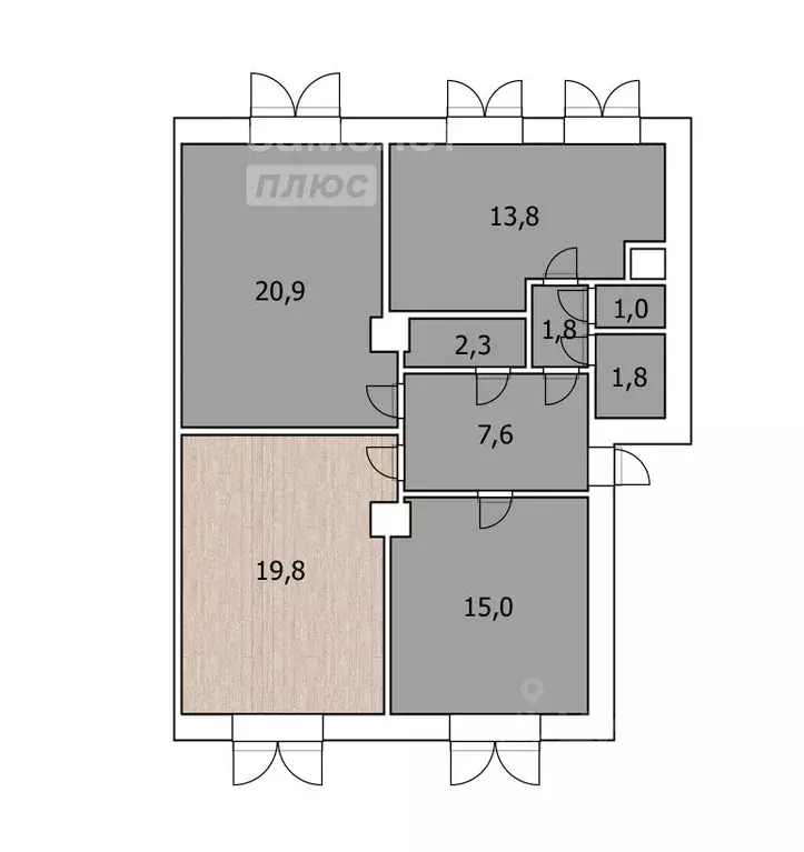 Комната Башкортостан, Уфа Инорс-1 мкр, ул. Глинки, 9 (19.8 м) - Фото 1