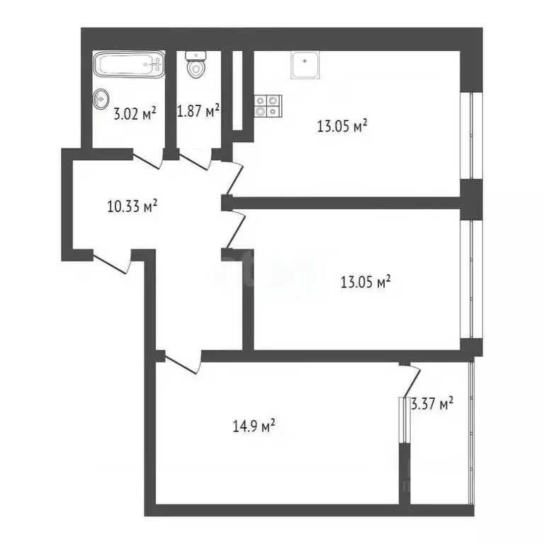 2-к кв. Тульская область, Тула ш. Калужское, 20к2 (51.6 м) - Фото 1