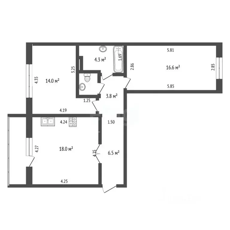 2-к кв. Челябинская область, Челябинск ул. Салавата Юлаева, 28 (64.6 ... - Фото 1