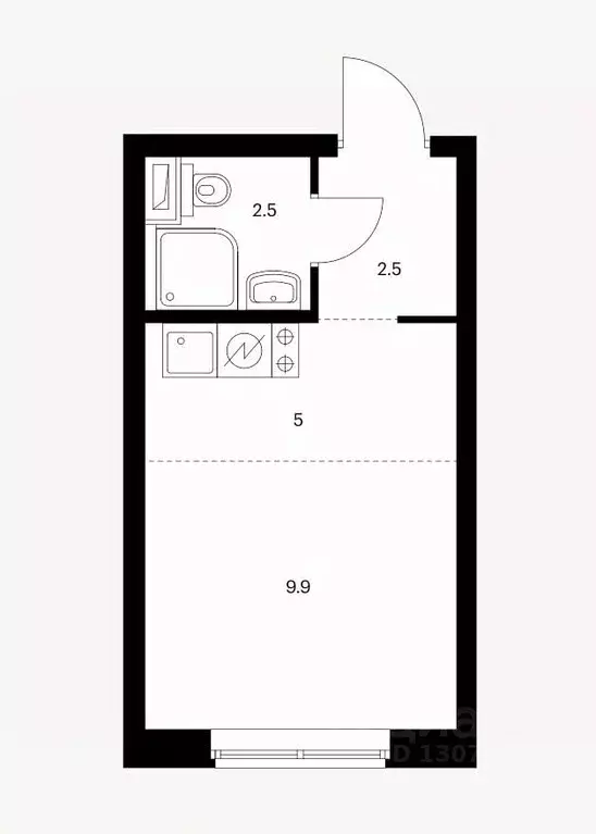 Студия Москва Кавказский Бульвар 51 жилой комплекс, 1.3 (20.0 м) - Фото 1